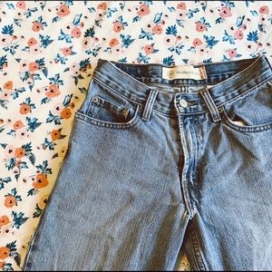 High waisted wide leg distressed Levi jeans